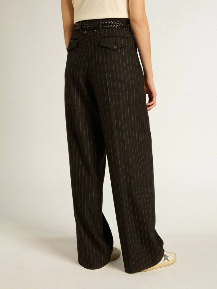 Women Jeans & Pants Golden Goose Women’s Pants In Dark Gray Wool Dark Gray Melange