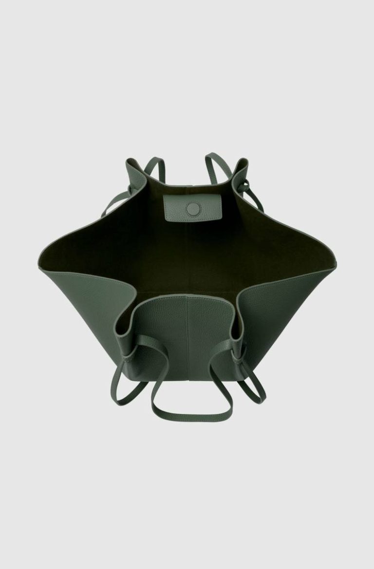 Women Large Mochi - Pine Pebble Grained Leather Pine Yuzefi Tote Bags