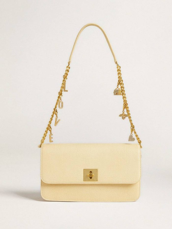 Women Letter V Charm In Gold-Colored Brass With Crystals Bag Accessories Gold Golden Goose