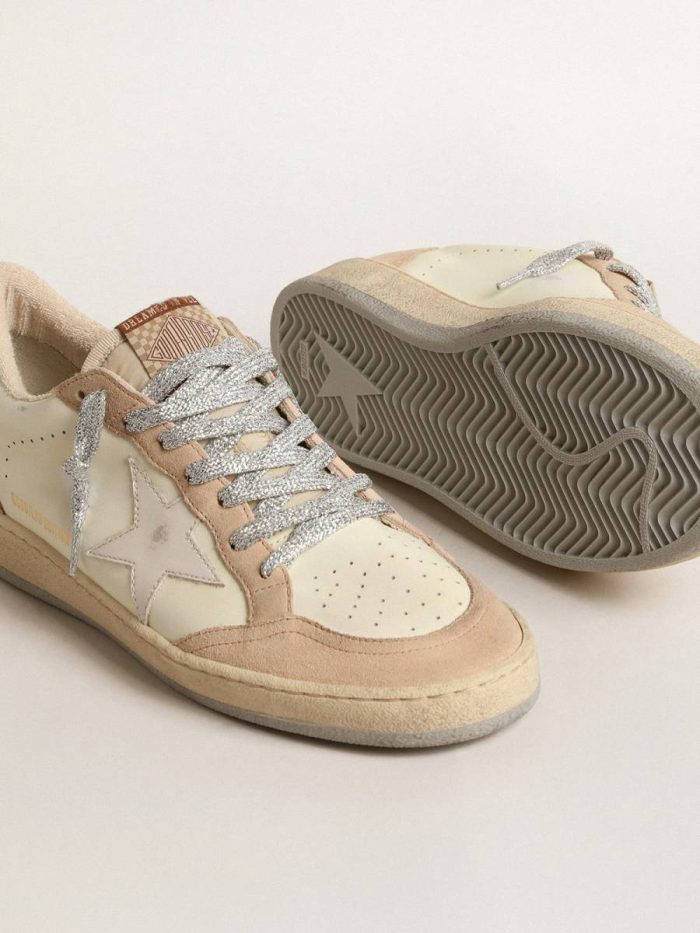 Women Light Yellow Ball Star Golden Goose Women's Ball Star Ltd With White Star And Burgundy Leather Heel Tab