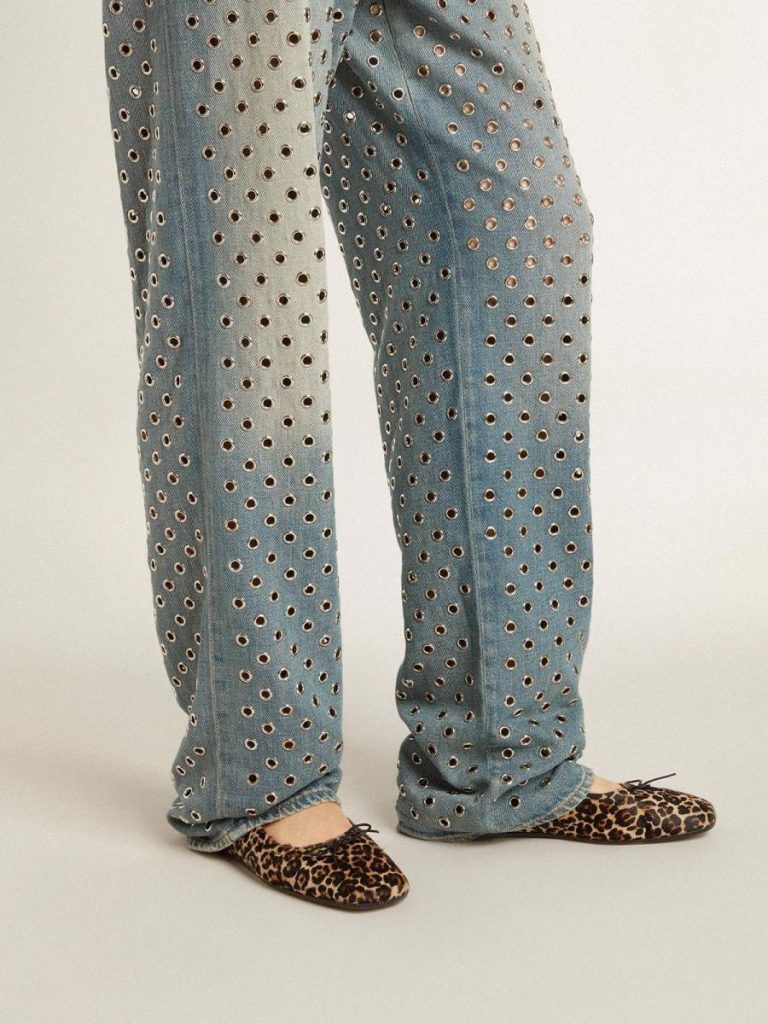 Women Loafers & Ballerinas Golden Goose Amy Ballet Flats In Beige Leopard-Print Pony Skin