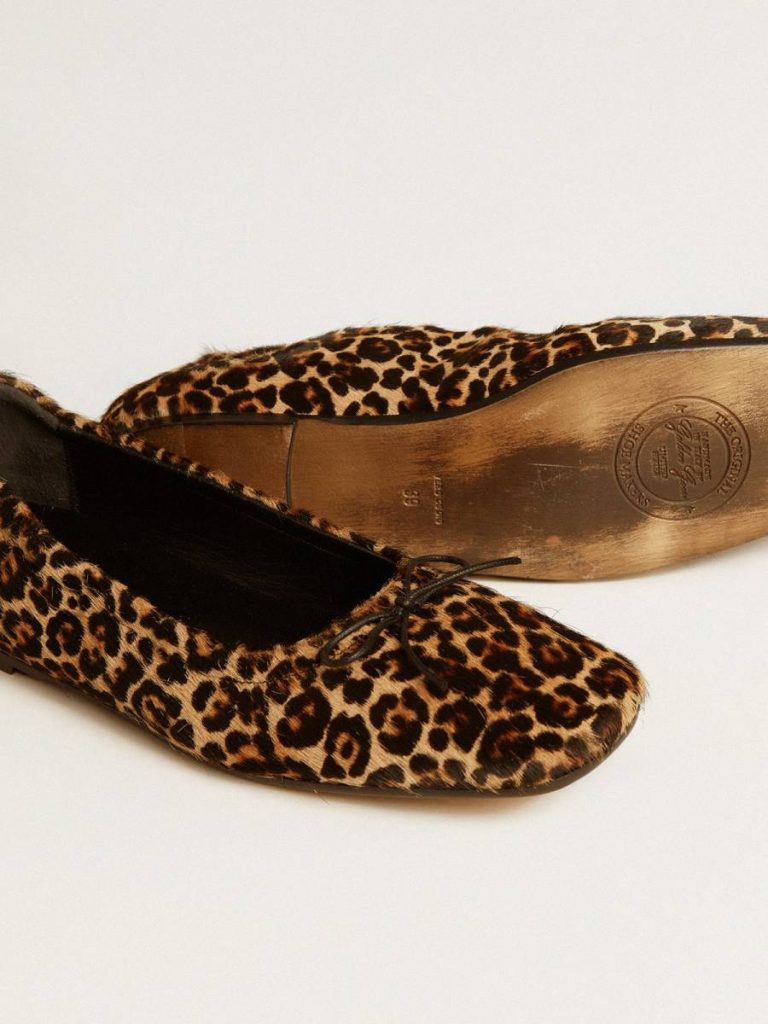 Women Loafers & Ballerinas Golden Goose Amy Ballet Flats In Beige Leopard-Print Pony Skin