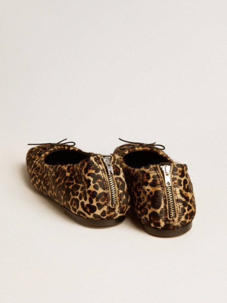 Women Loafers & Ballerinas Golden Goose Amy Ballet Flats In Beige Leopard-Print Pony Skin
