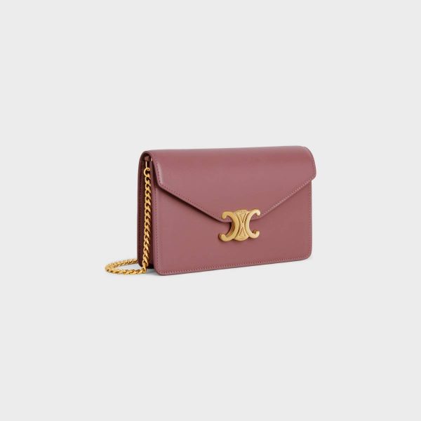 Women Margo Wallet On Chain Margo In Shiny Calfskin Celine Vintage Rose