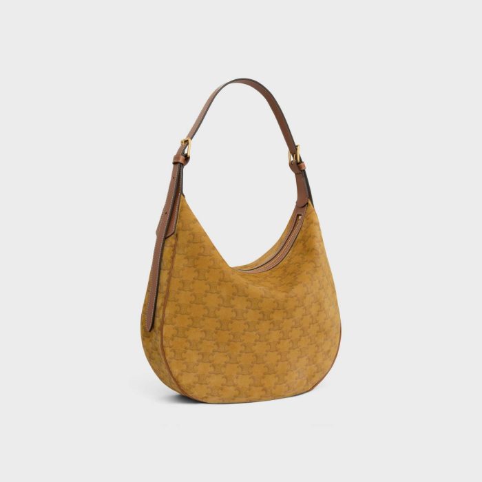 Women Medium Heloïse Bag Cuir Triomphe In Suede Calfskin With Triomphe All-Over Blonde Celine Cross-Body Bags