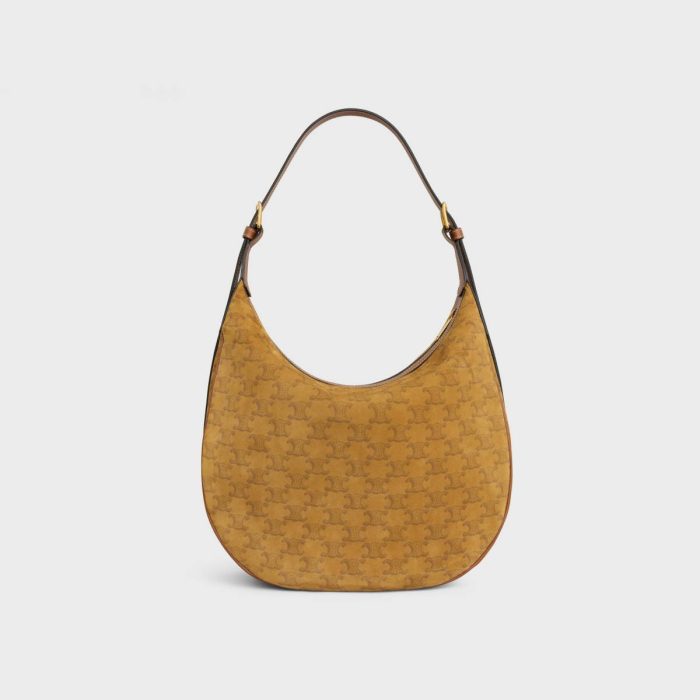Women Medium Heloïse Bag Cuir Triomphe In Suede Calfskin With Triomphe All-Over Blonde Celine Cross-Body Bags