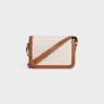 Women Natural / Tan Cross-Body Bags Classique Triomphe Bag In Textile With Triomphe Crochet Embroidery Celine