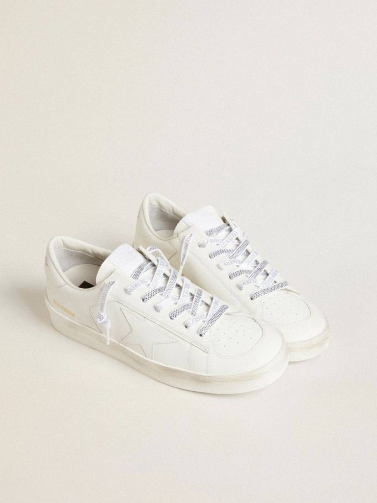 Women Optical White Swarovski Laces With Contrasting Gray Logo Golden Goose Laces