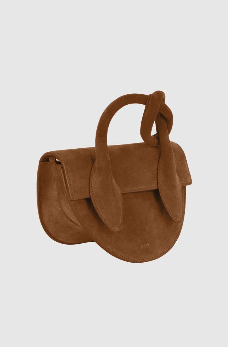 Women Pretzel - Cognac Suede Crossbody Bags Yuzefi