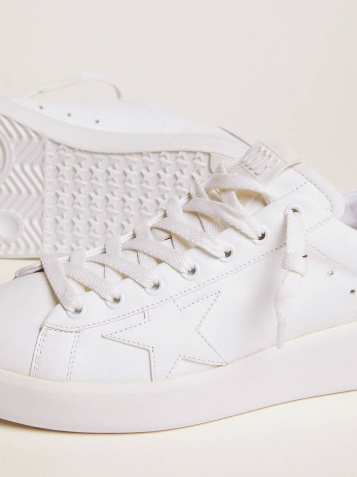 Women Purestar White Golden Goose Women's Purestar Sneakers With Glittery Silver Heel Tab
