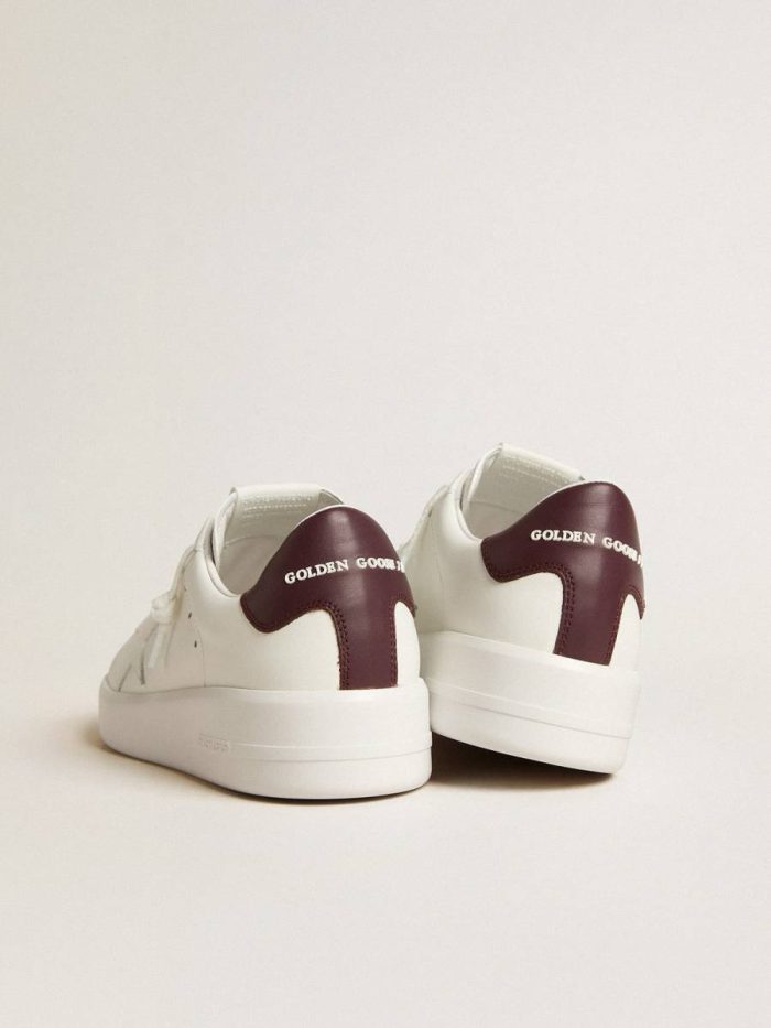 Women Purestar With White Leather Star And Plum Leather Heel Tab Golden Goose White Purestar