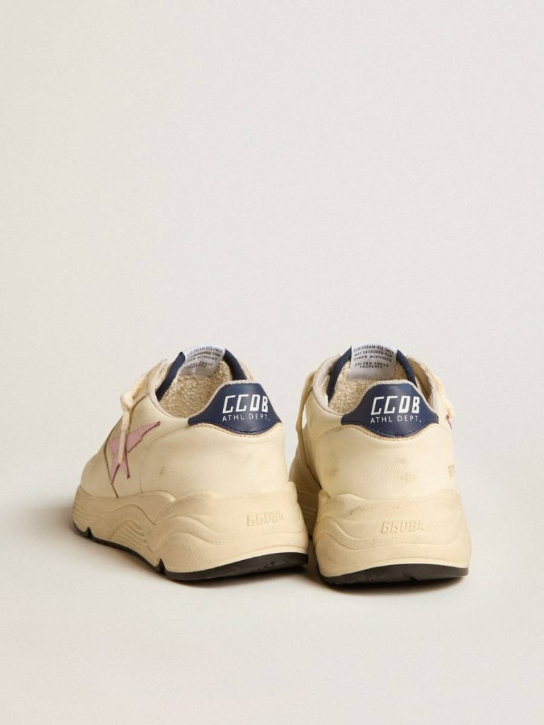 Women Running Sole Women's Running Sole In Nappa Leather With Pink Leather Star And Blue Leather Heel Tab Golden Goose