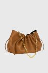 Women Scallop Clutch- Cinnamon Pebble Grained Leather Cinnamon Clutches Yuzefi