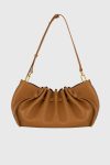 Women Scallop Clutch- Cinnamon Pebble Grained Leather Cinnamon Clutches Yuzefi