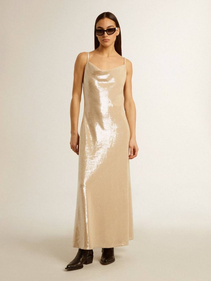Women Sleep Dress In Parchment-Colored Sequins Golden Goose Dresses & Jumpsuits Parchment