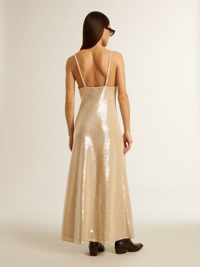 Women Sleep Dress In Parchment-Colored Sequins Golden Goose Dresses & Jumpsuits Parchment
