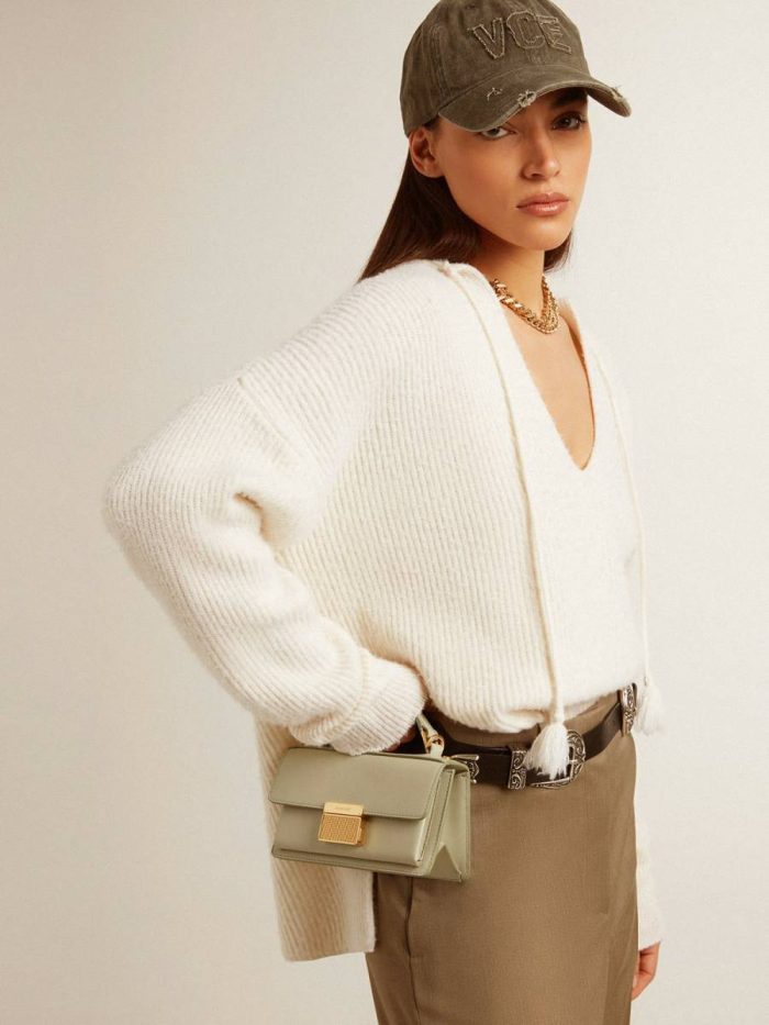 Women Small Venezia Bag In Mineral-Gray Boarded Leather With Gold Details Crossbody Bags Golden Goose Mineral Gray
