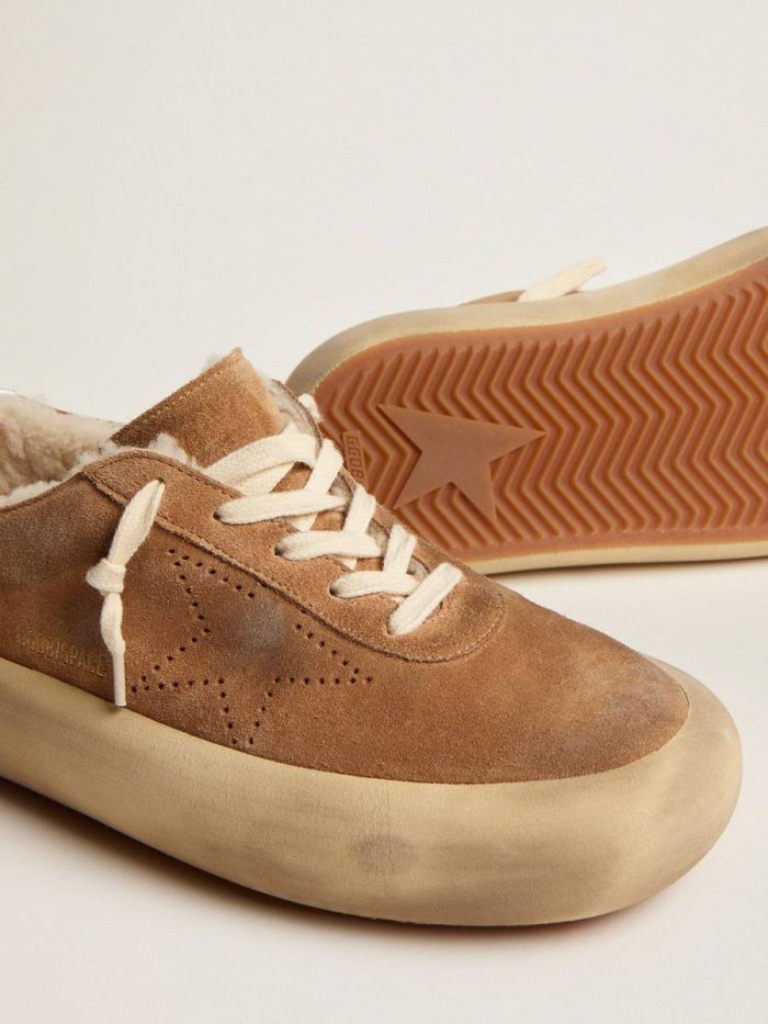 Women Space-Star Women's Space-Star Shoes In Tobacco-Colored Suede With Shearling Lining Golden Goose