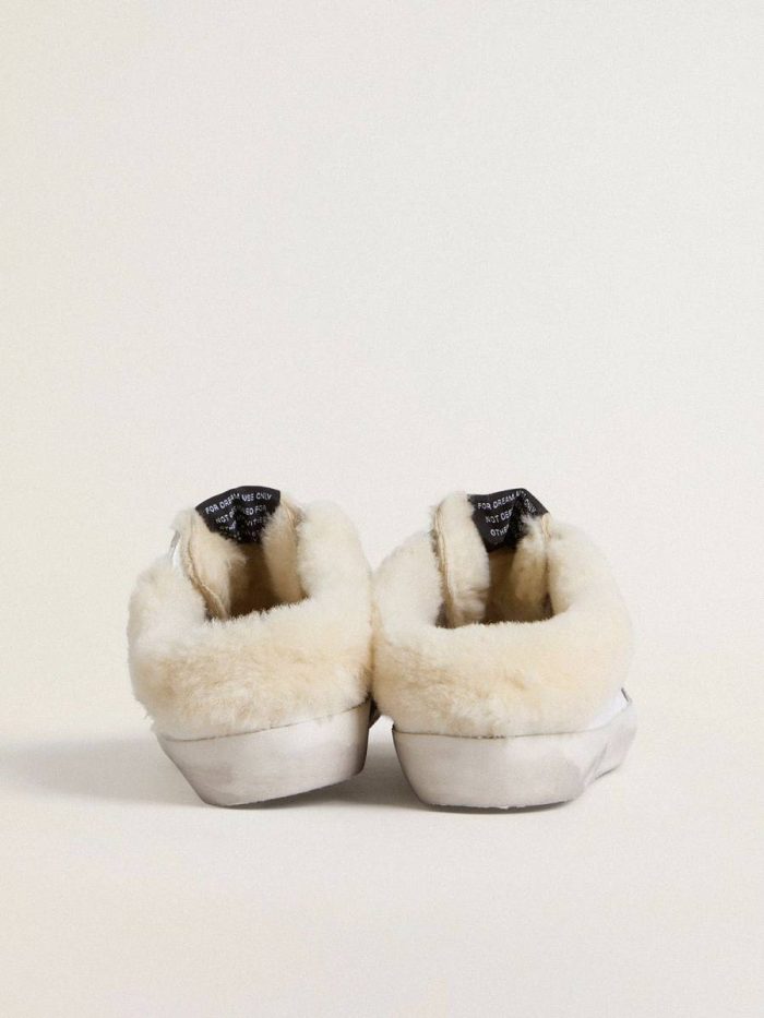 Women Super-Star Sabot White Super-Star Sabots In White Leather With Shearling Lining And Silver Star Golden Goose