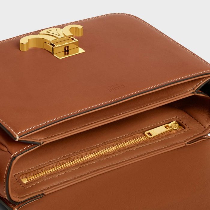 Women Tan Celine Cross-Body Bags Teen Triomphe Bag In Natural Calfskin
