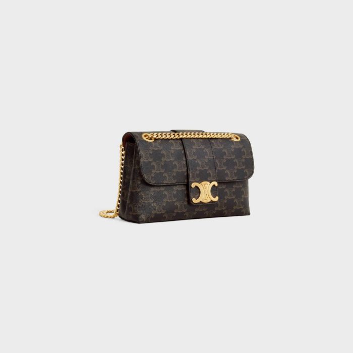 Women Teen Celine Victoire Bag In Triomphe Canvas Cross-Body Bags Tan