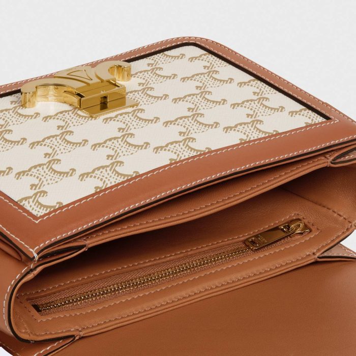 Women Teen Triomphe Bag In Triomphe Canvas And Calfskin Cross-Body Bags Celine White