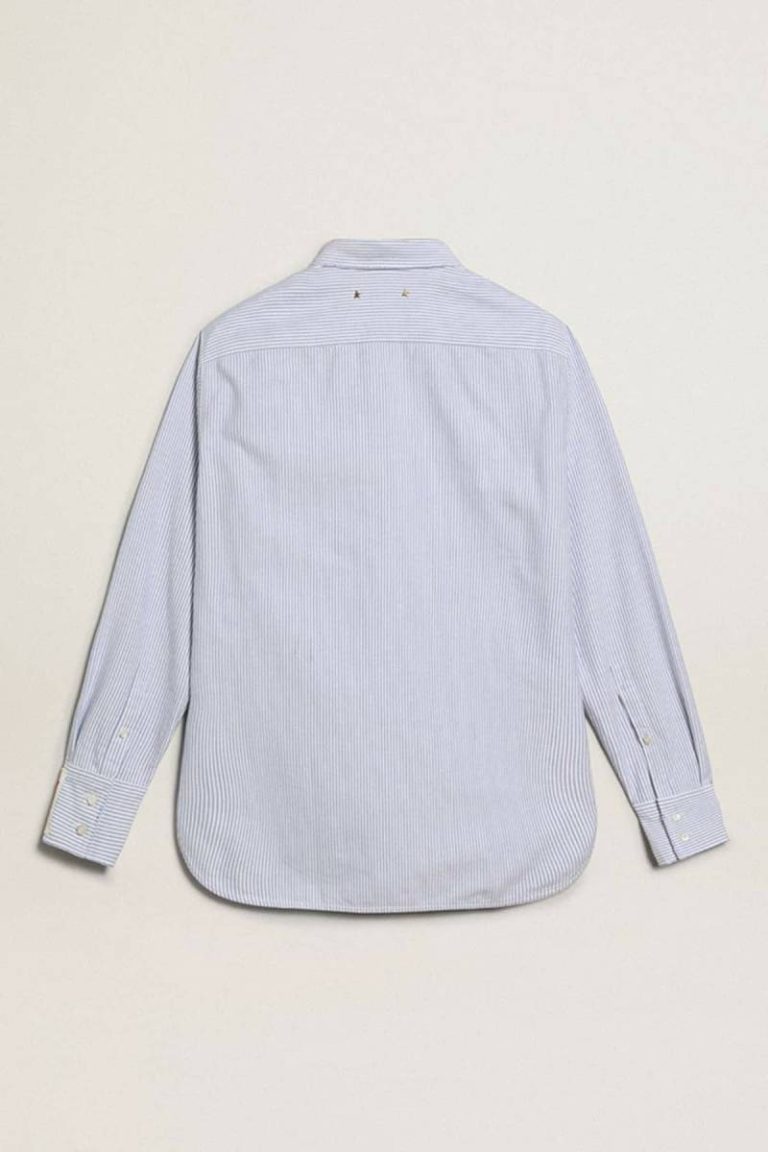 Women White And Light Blue Women's Shirt With Narrow Stripes Shirts Golden Goose