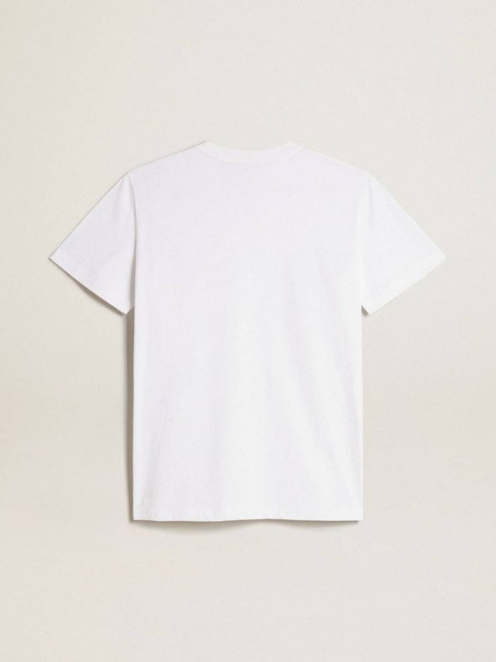 Women White Golden Goose Women’s White T-Shirt With Burgundy Star On The Front T-Shirts & Tops
