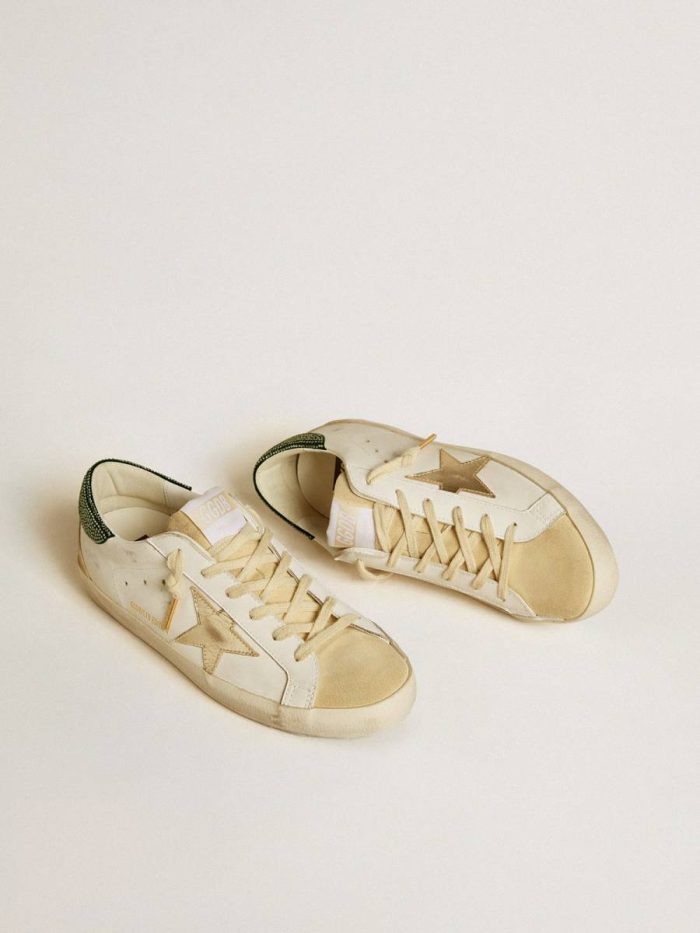 Women White Super-Star Golden Goose Women’s Super-Star Ltd With Leather Star And Swarovski Crystal Heel Tab