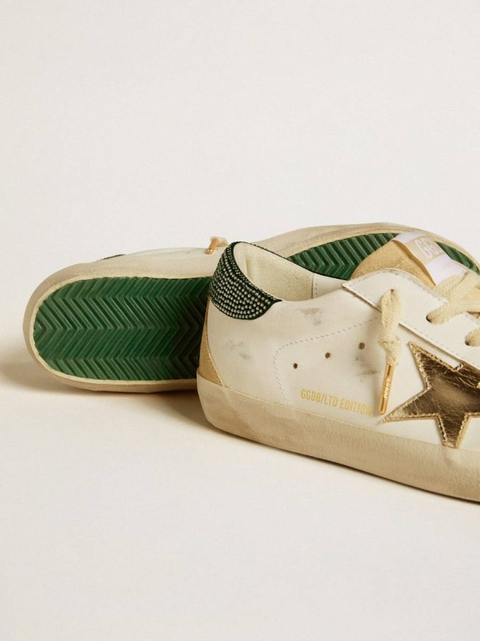 Women White Super-Star Golden Goose Women’s Super-Star Ltd With Leather Star And Swarovski Crystal Heel Tab