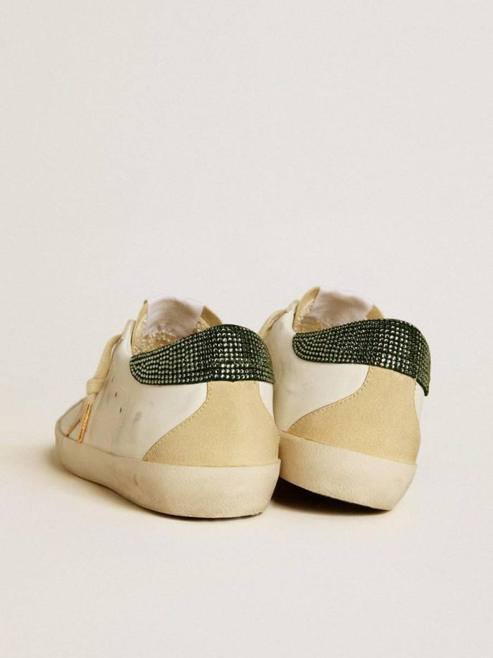 Women White Super-Star Golden Goose Women’s Super-Star Ltd With Leather Star And Swarovski Crystal Heel Tab