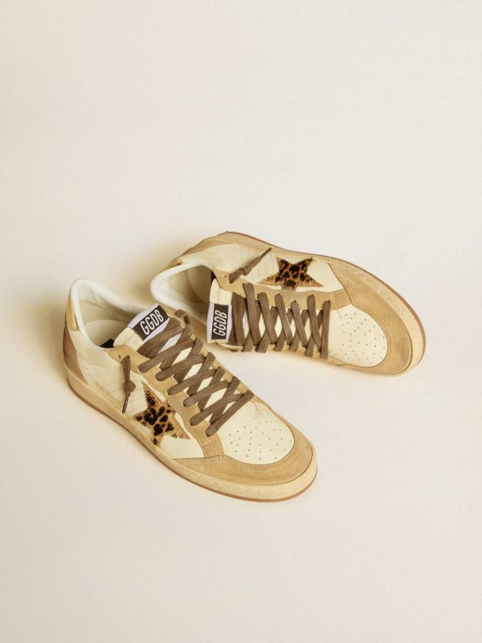 Women Women's Ball Star In Nappa And Suede With Pony Skin Star And Metallic Heel Tab Ball Star Golden Goose
