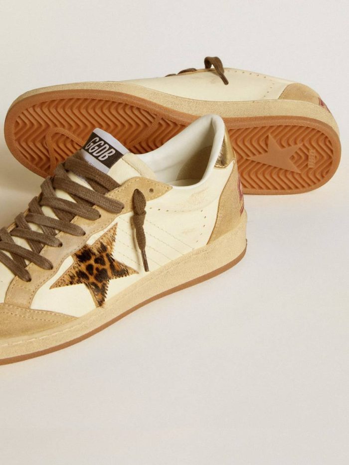 Women Women's Ball Star In Nappa And Suede With Pony Skin Star And Metallic Heel Tab Ball Star Golden Goose