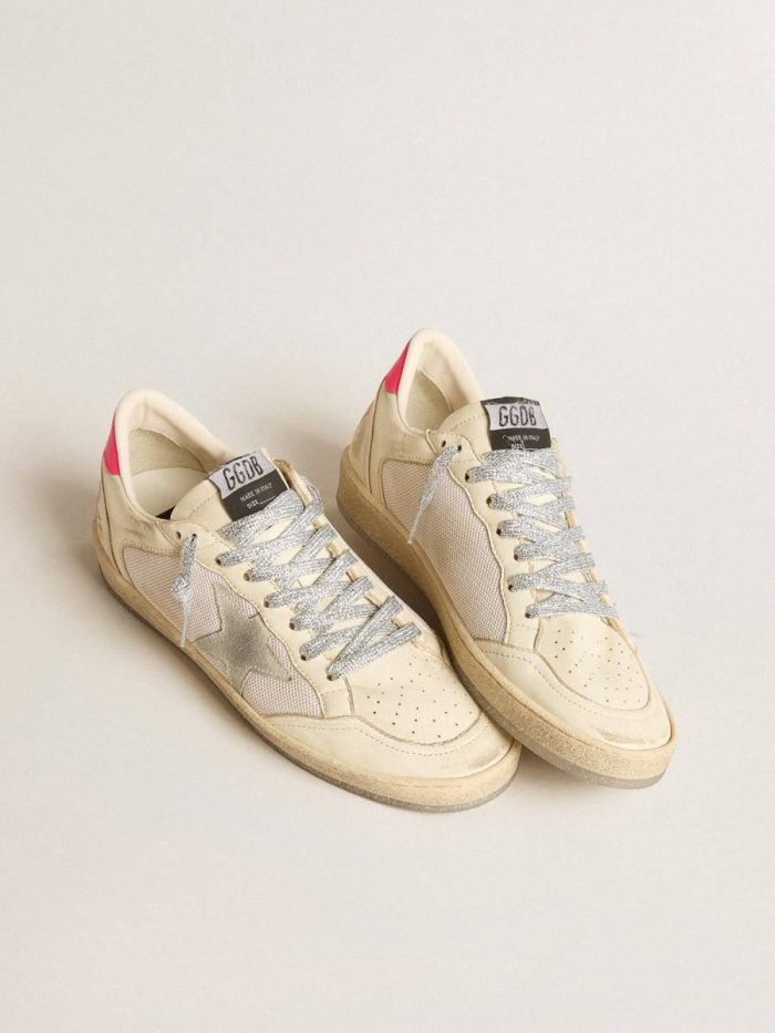 Women Women's Ball Star Ltd In Nappa Leather And Mesh With Suede Star And Leather Heel Tab Golden Goose Ball Star