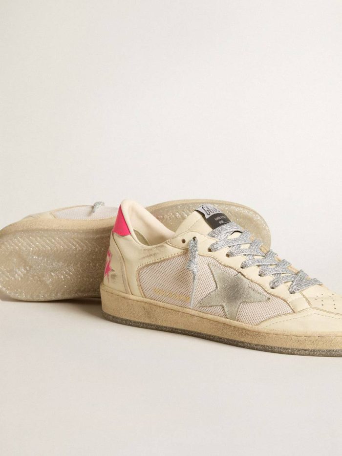 Women Women's Ball Star Ltd In Nappa Leather And Mesh With Suede Star And Leather Heel Tab Golden Goose Ball Star