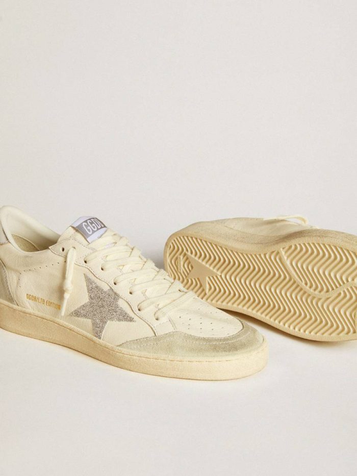 Women Women's Ball Star With Silver Swarovski Micro-Crystal Star And Metallic Silver Leather Heel Tab Ball Star Golden Goose