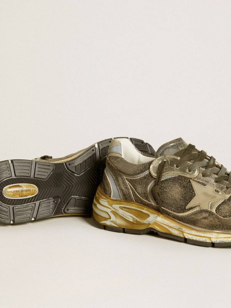 Women Women’s Dad-Star In Suede And Nylon With Khaki Leather Star And Heel Tab Dad-Star Golden Goose