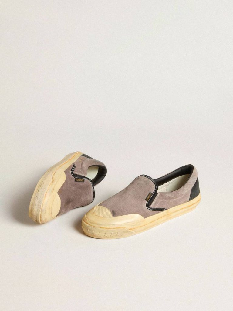 Women Women's Vce Penstar In Dove-Gray Suede With Black Leather Heel Tab Ggdb Classics Golden Goose
