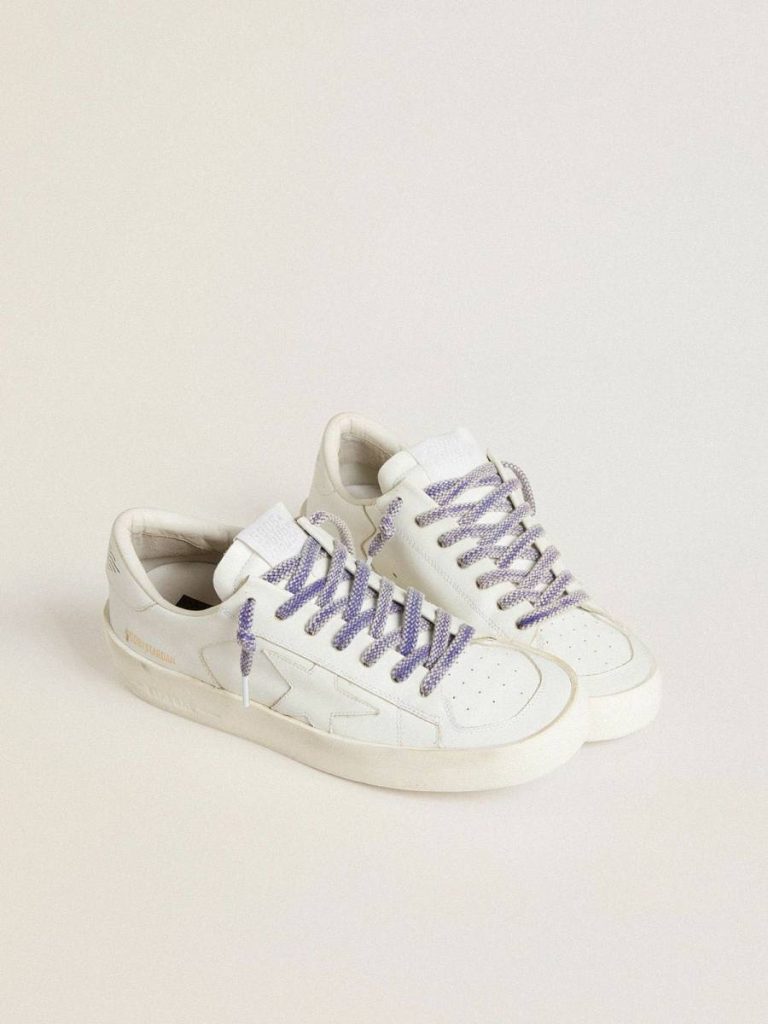 Women Worn-Purple Cotton Laces With Logoed Aglet Laces Worn Purple Golden Goose