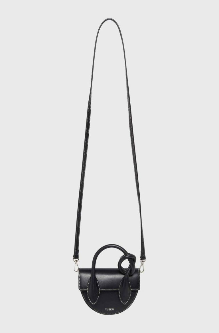 Women Yuzefi Mini Pretzel - Black Smooth Leather Crossbody Bags