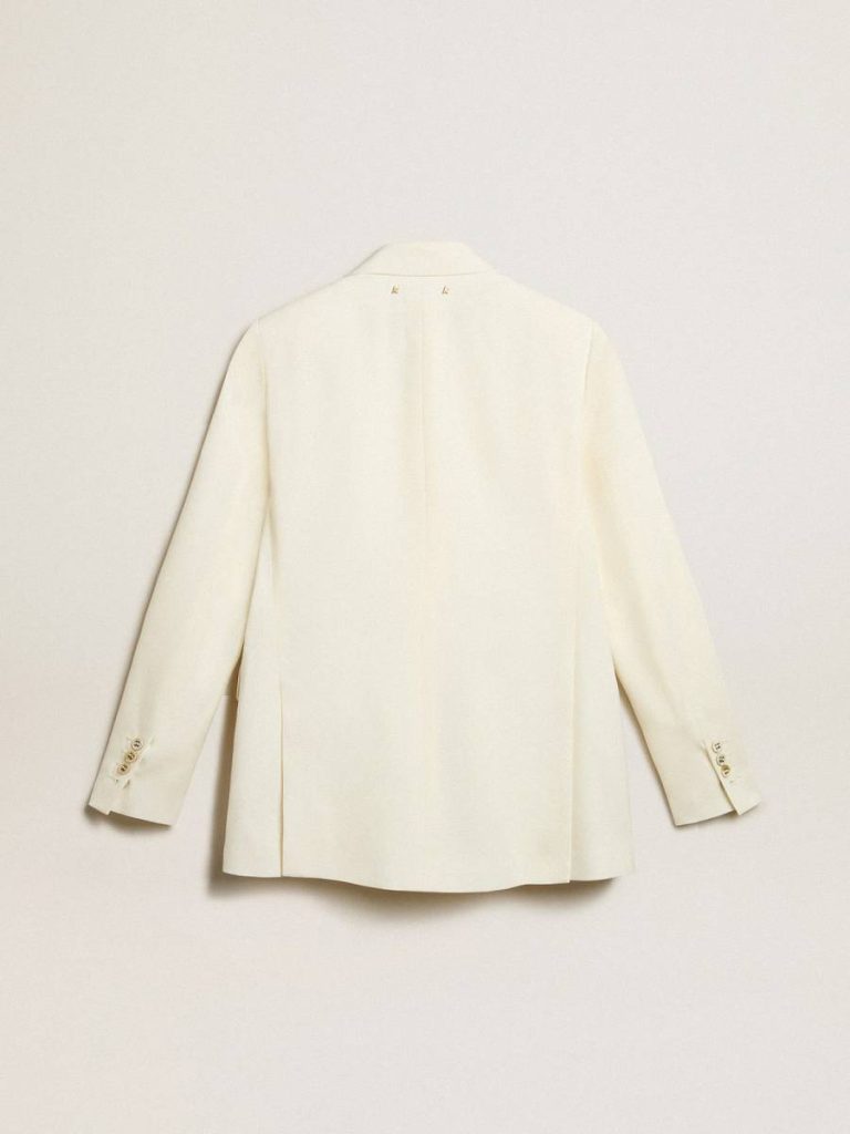 Women’s Aged White Double-Breasted Blazer Aged White Blazers Women Golden Goose