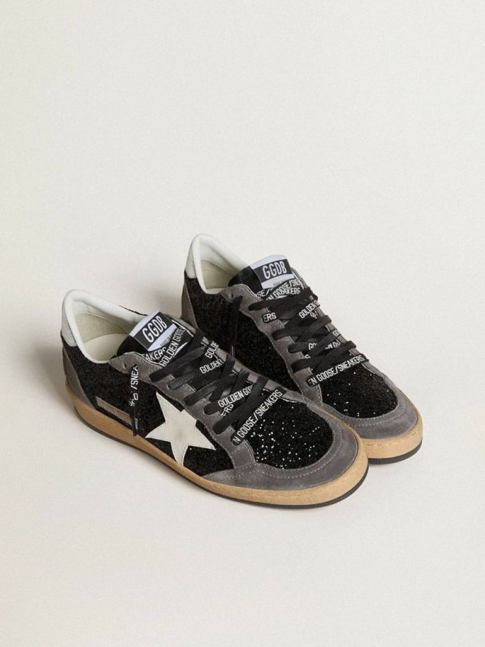 Women's Ball Star In Glitter With Leather Star And Metallic Leather Heel Tab Golden Goose Women Ball Star