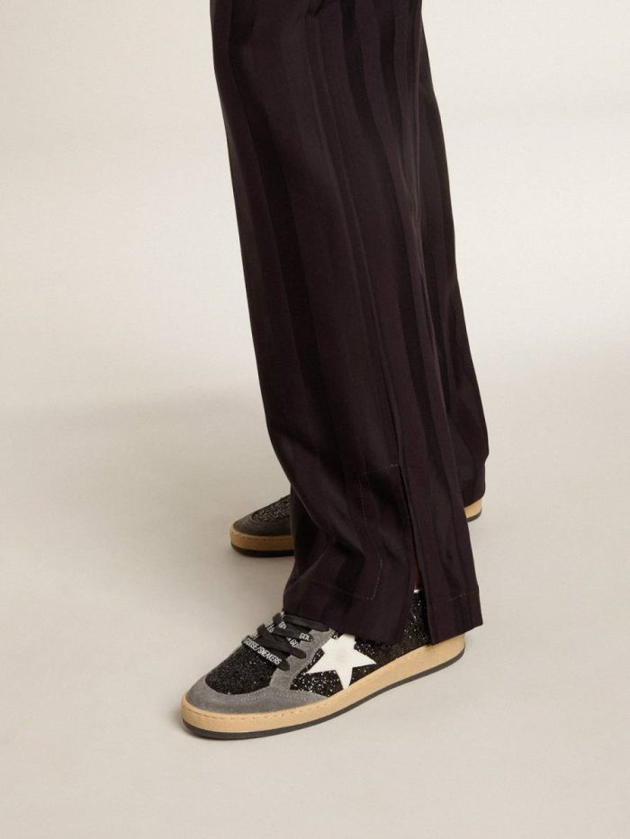 Women's Ball Star In Glitter With Leather Star And Metallic Leather Heel Tab Golden Goose Women Ball Star