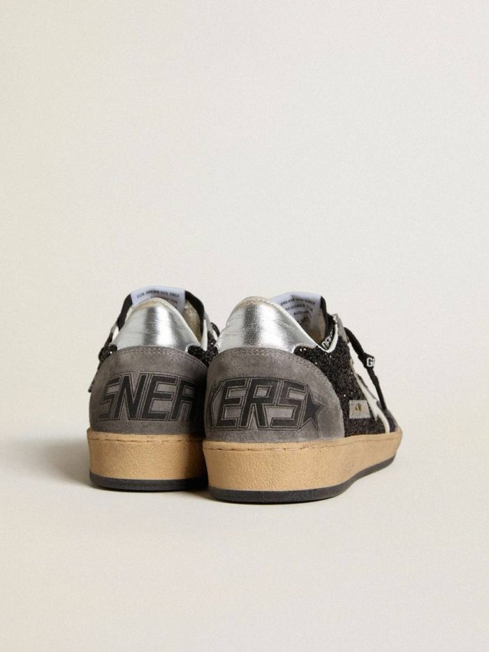 Women's Ball Star In Glitter With Leather Star And Metallic Leather Heel Tab Golden Goose Women Ball Star