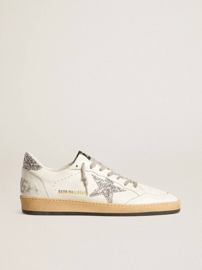 Women’s Ball Star Wishes In Nappa Leather With Glitter Star And Heel Tab Ball Star Women Golden Goose