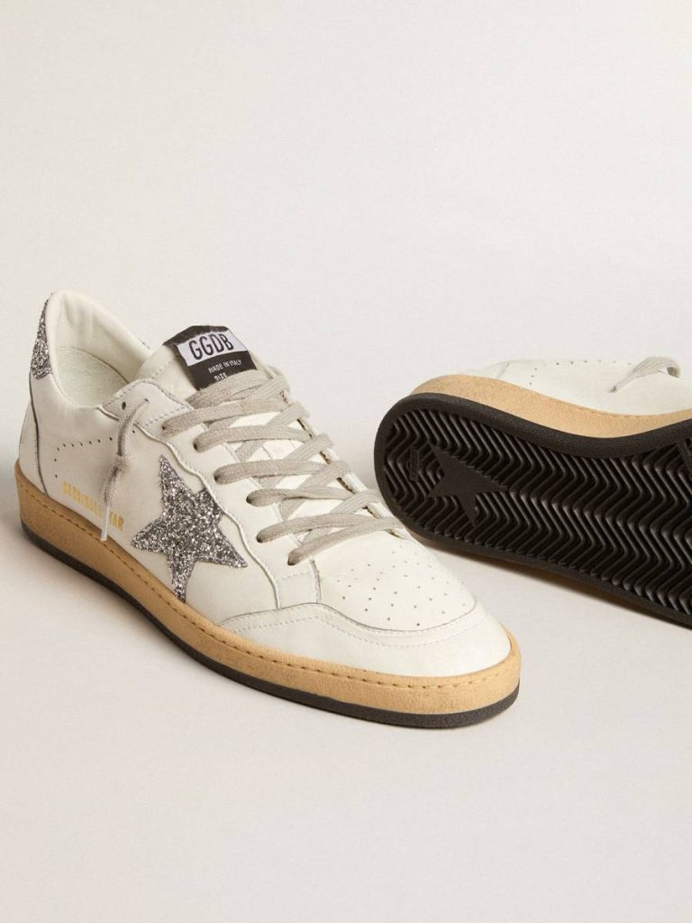 Women’s Ball Star Wishes In Nappa Leather With Glitter Star And Heel Tab Ball Star Women Golden Goose