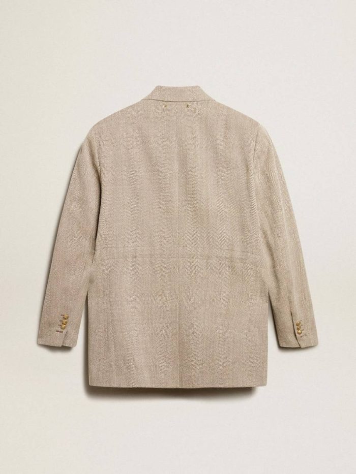Women’s Beige Double-Breasted Blazer With Button Fastening Blazers Beige Women Golden Goose