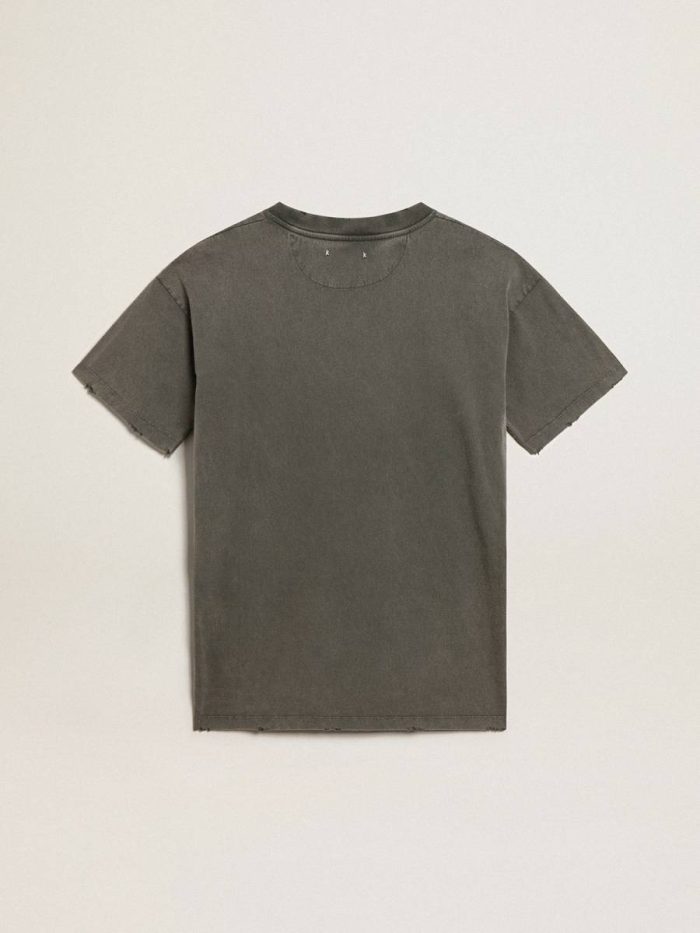 Women's Gray T-Shirt Dress With Distressed Treatment Women Golden Goose Dresses & Jumpsuits Anthracite Gray