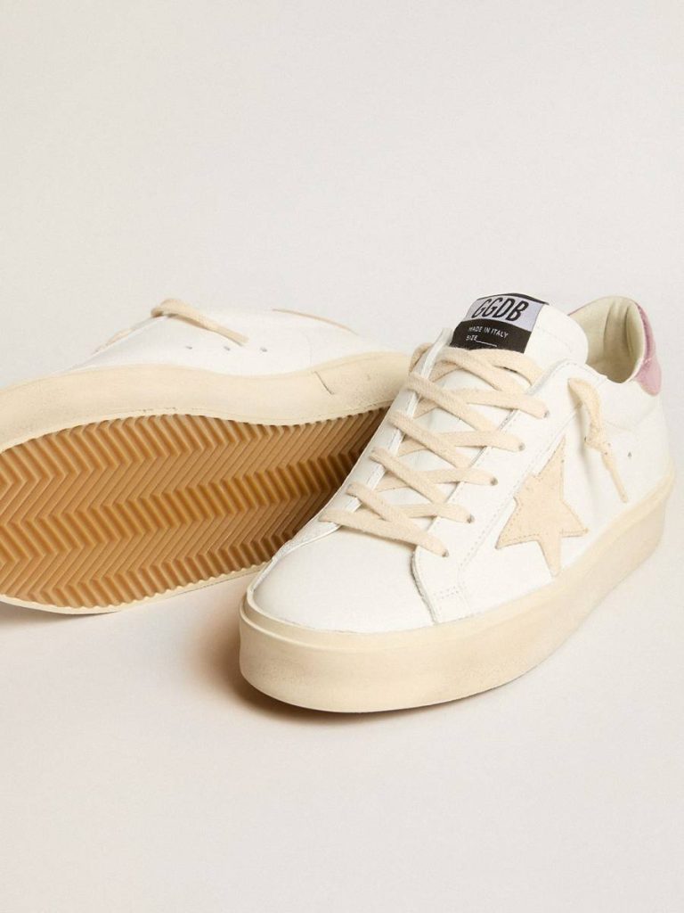 Women's Hi Star Ltd With Pearl Suede Star And Metallic Leather Heel Tab Golden Goose Women Hi Star White