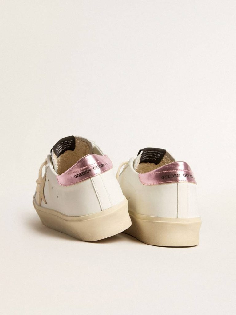 Women's Hi Star Ltd With Pearl Suede Star And Metallic Leather Heel Tab Golden Goose Women Hi Star White